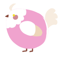 A pink and cream chicken with a head pattern