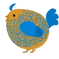 A orange and sapphire chicken with a double-lace pattern