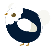 A tumblr and white chicken with a head pattern