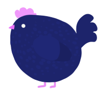 A navy chicken with a speckle pattern