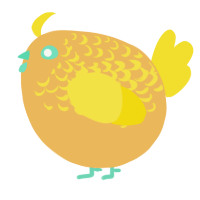 A honey and yellow chicken with a half-lace pattern
