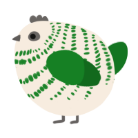 A cream and leaf chicken with a bar pattern