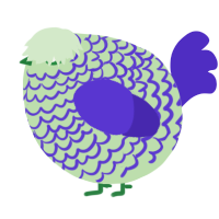 A gluppy and indigo chicken with a lace pattern