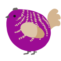 A plum and beige chicken with a half-bar pattern