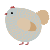 A silver and beige chicken with a lace pattern