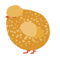 A orange and honey chicken with a speckle pattern