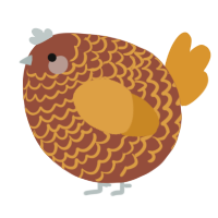 A russet and orange chicken with a lace pattern