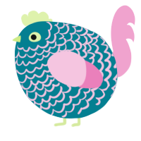 A sea and pink chicken with a lace pattern