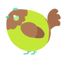 A lime and brown chicken with a head pattern