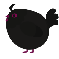 A sable and black chicken with a head pattern