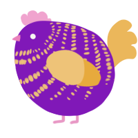 A violet and honey chicken with a bar pattern