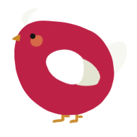 A crimson and white chicken