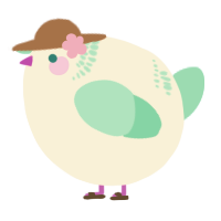 A cream and mint chicken with a neck-band pattern