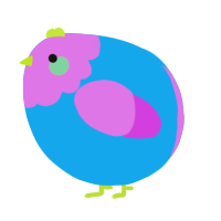 A sky and orchid chicken with a head pattern