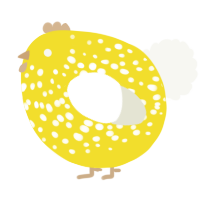 A yellow and white chicken with a speckle pattern