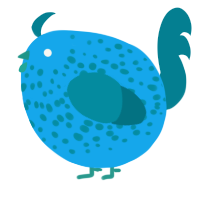 A sky and sea chicken with a speckle pattern