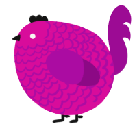 A fuchsia and plum chicken with a lace pattern