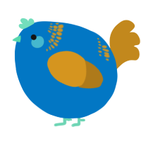 A sapphire and ochre chicken with a neck-band pattern