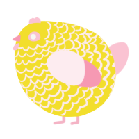 A yellow and rose chicken with a lace pattern