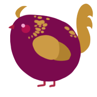 A wine and gold chicken with a neck-speckle pattern