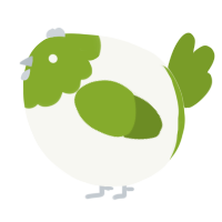 A white and chartreuse chicken with a head pattern
