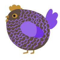 A bark and blurple chicken with a lace pattern