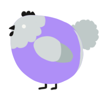A lilac and silver chicken with a head pattern