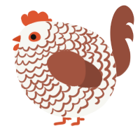 A white and russet chicken with a lace pattern