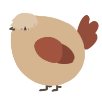 A beige and russet chicken