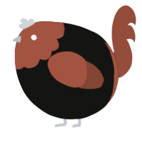 A black and russet chicken with a head pattern