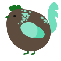 A bark and mint chicken with a neck-speckle pattern
