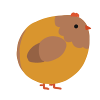 A orange and brown chicken with a head pattern