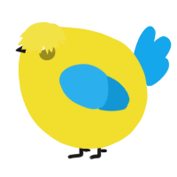 A yellow and sky chicken