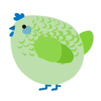 A gluppy and grass chicken with a half-lace pattern