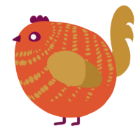 A vermilion and gold chicken with a bar pattern