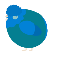 A sea and sapphire chicken with a head pattern