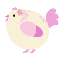 A cream and lavender chicken with a neck-speckle pattern