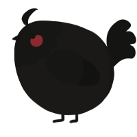 A sable and black chicken with a head pattern