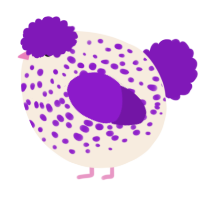A cream and violet chicken with a speckle pattern