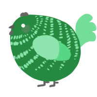 A viridian and spring chicken with a bar pattern