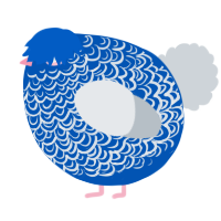 A ultramarine and mist chicken with a double-lace pattern