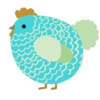 A aqua and gluppy chicken with a lace pattern