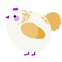 A white and honey chicken with a neck-speckle pattern