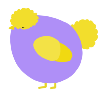 A lilac and yellow chicken