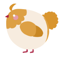 A cream and orange chicken with a head pattern