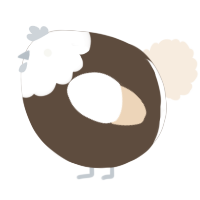A bark and cream chicken with a head pattern