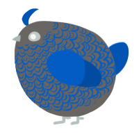 A grey and ultramarine chicken with a double-lace pattern