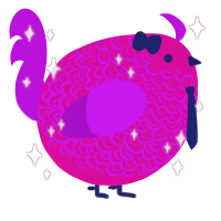A fuchsia and amethyst chicken with a double-lace pattern