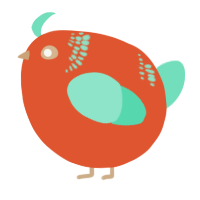 A vermilion and mint chicken with a neck-band pattern