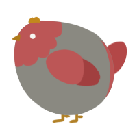A ash and red chicken with a head pattern